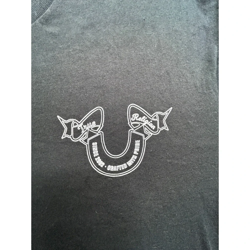 True Religion Mens LS Multi Logo Tee Jet Black Long Sleeve T-Shirt NWT XXL